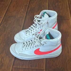 Nike White and Coral High-Top Sneakers